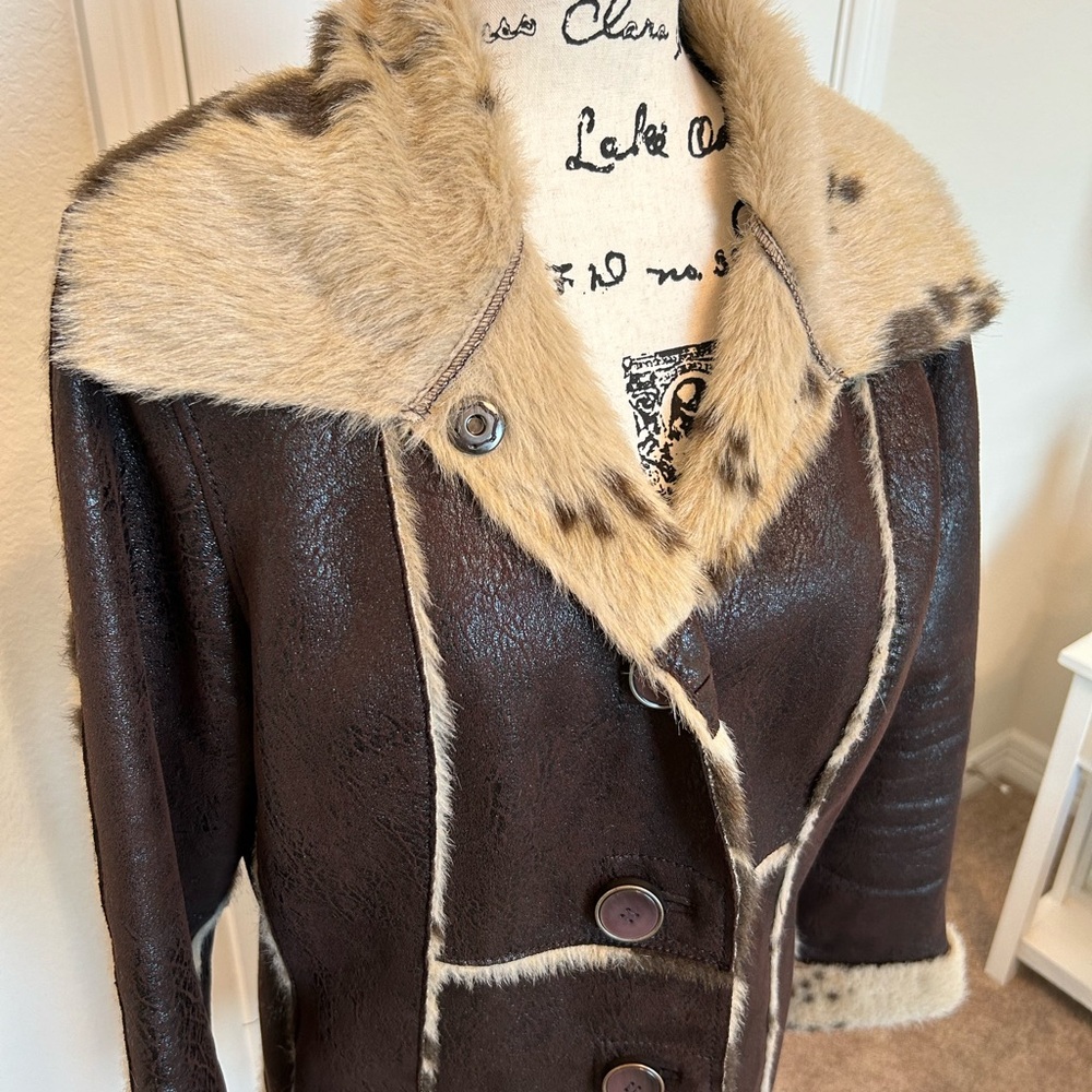 Women’s Brown Faux Cowhide Coat